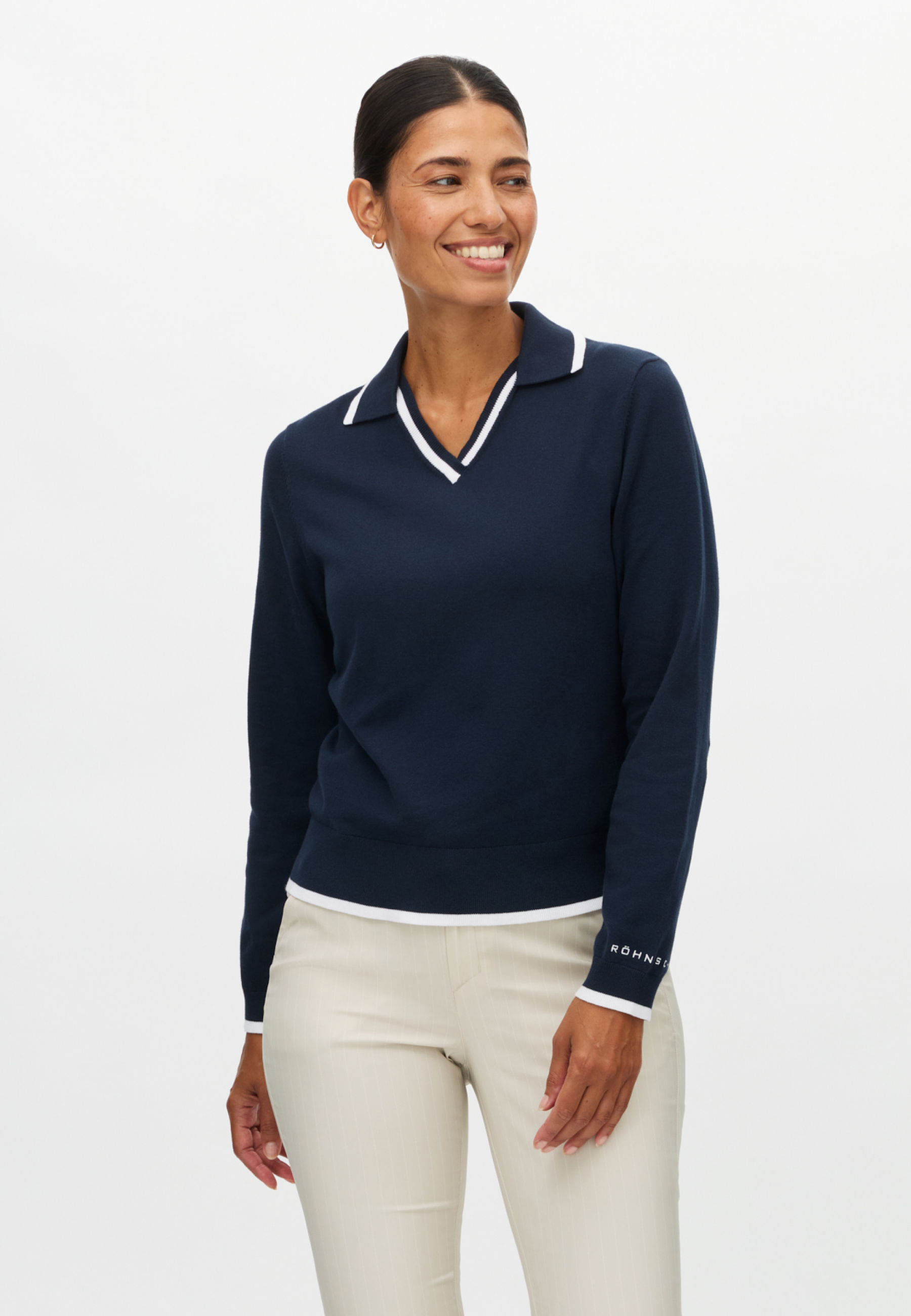 Swing Knitted Long-Sleeve Polo Shirt – Long-sleeved golf polo