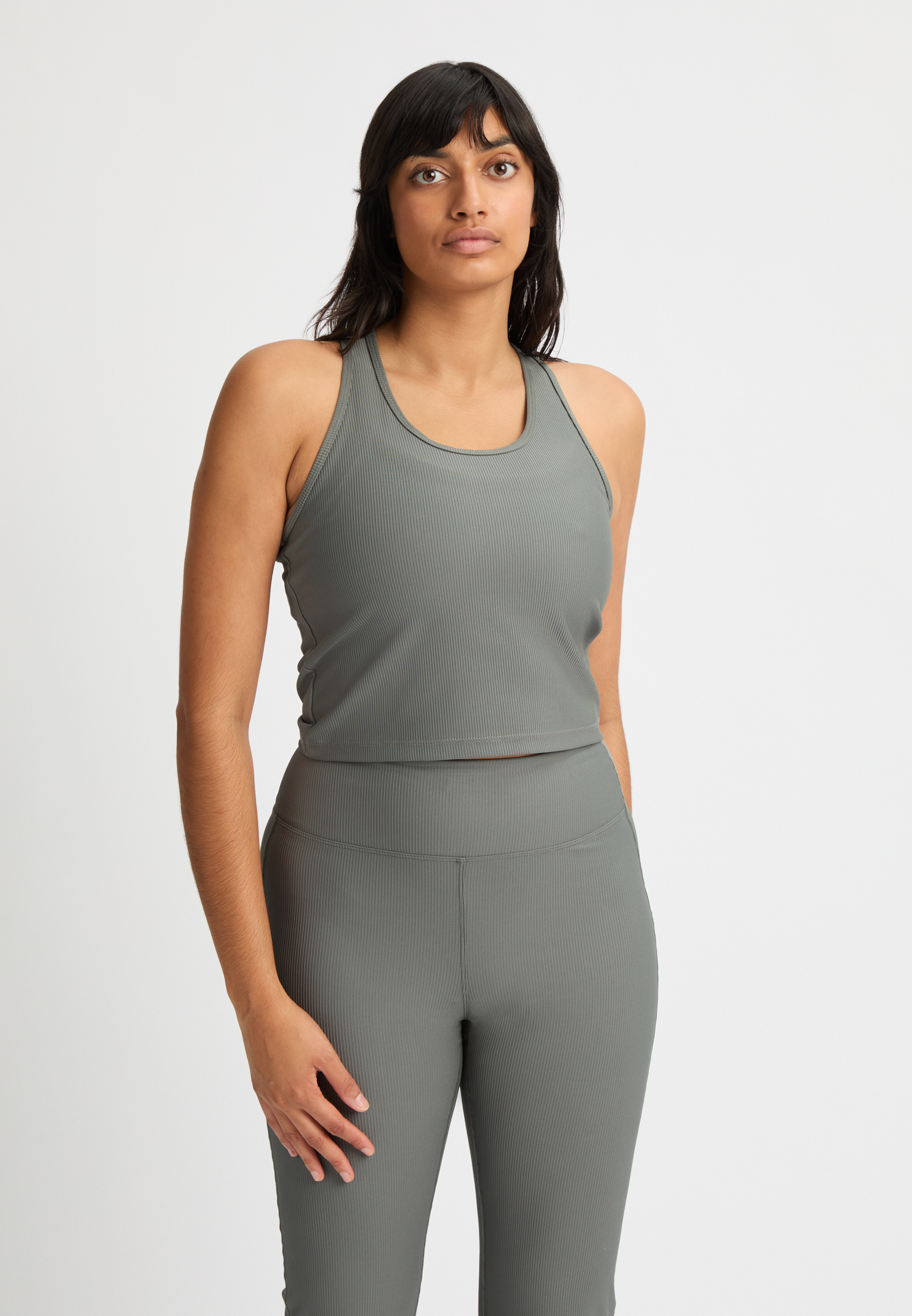 希少稀な – Tank R Ribbed Cropped material ribbed in top training トップス