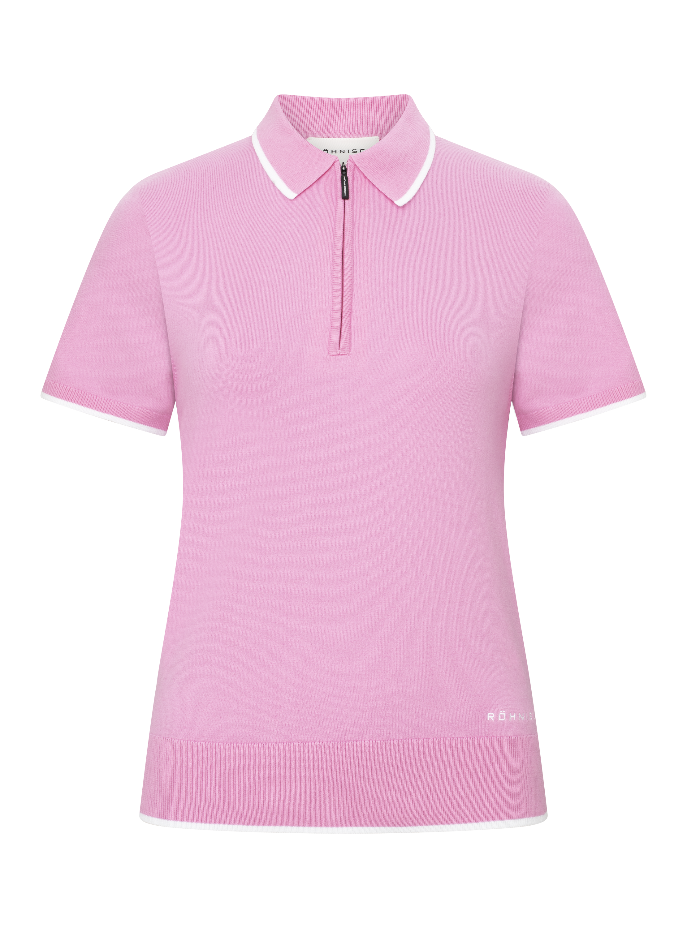 Knitted Polo Top, Fuchsia Pink Röhnisch